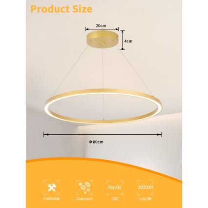 Immax NEO 07159-G80 - LED Prigušivi luster na sajli FINO LED/60W/230V Tuya zlatna + daljinski upravljač