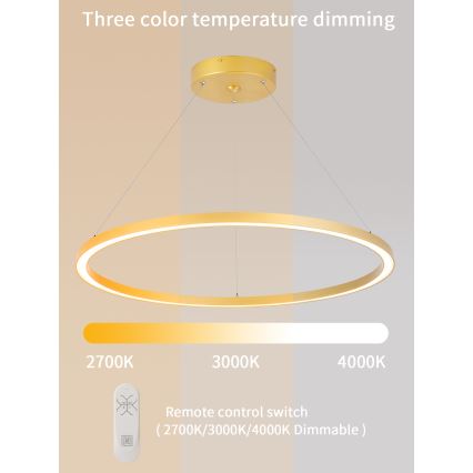 Immax NEO 07159-G80 - LED Prigušivi luster na sajli FINO LED/60W/230V Tuya zlatna + daljinski upravljač