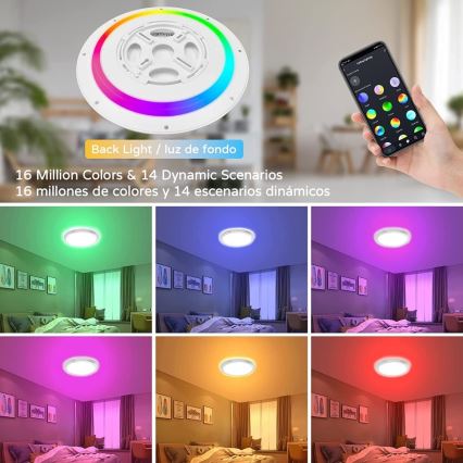 Immax NEO 07164-40 - LED RGB+CCT Prigušiva stropna svjetiljka NEO LITE TUDO LED/50W/230V Wi-Fi Tuya + daljinski upravljač