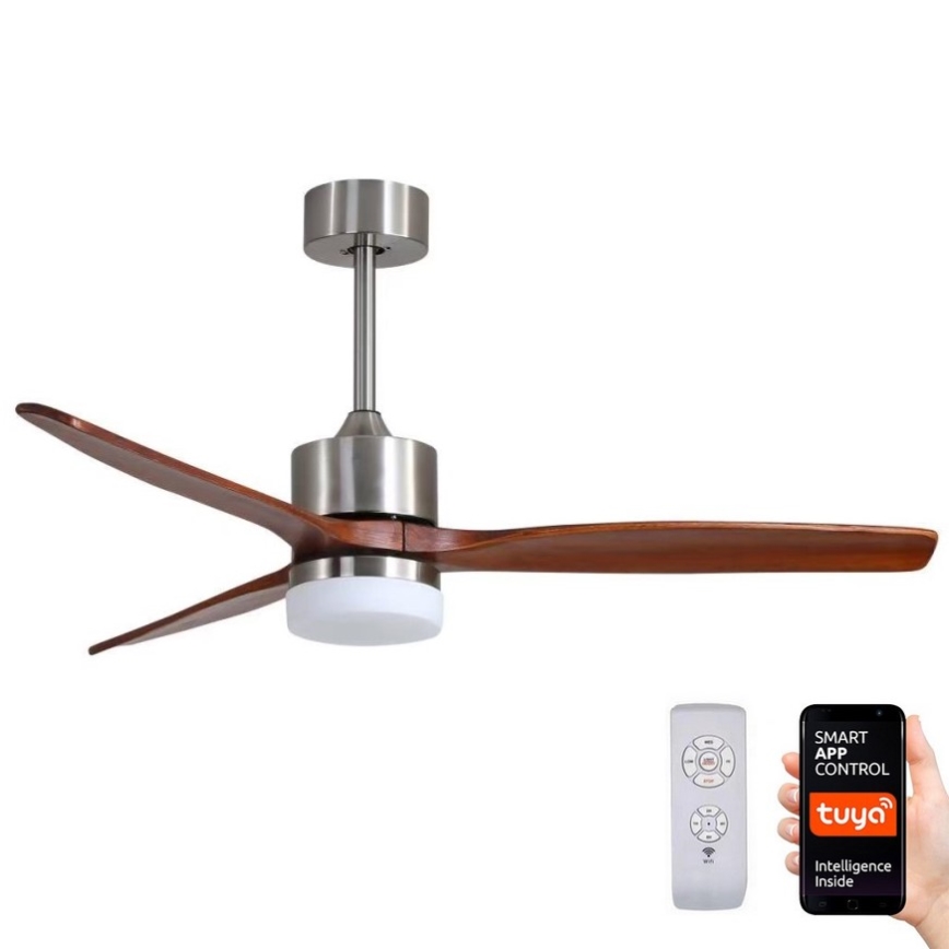 Immax NEO 07165-S - LED Stropni ventilator ELEGANTE LED/18W/230V hrast Wi-Fi Tuya + daljinski upravljač