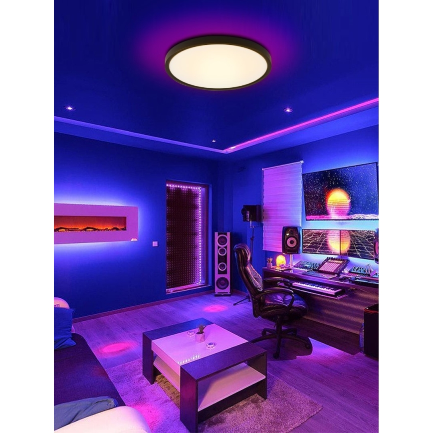 Immax NEO 07166-B40 - LED RGB+CCT Prigušiva stropna svjetiljka NEO LITE TUDO LED/50W/230V Wi-Fi Tuya crna + daljinski upravljač