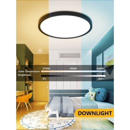 Immax NEO 07166-B40 - LED RGB+CCT Prigušiva stropna svjetiljka NEO LITE TUDO LED/50W/230V Wi-Fi Tuya crna + daljinski upravljač