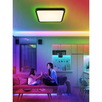 Immax NEO 07167-B40 - LED RGB+CCT Prigušiva stropna svjetiljka NEO LITE TUDO LED/50W/230V Wi-Fi Tuya crna + daljinski upravljač