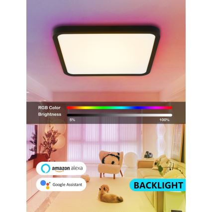 Immax NEO 07167-B40 - LED RGB+CCT Prigušiva stropna svjetiljka NEO LITE TUDO LED/50W/230V Wi-Fi Tuya crna + daljinski upravljač