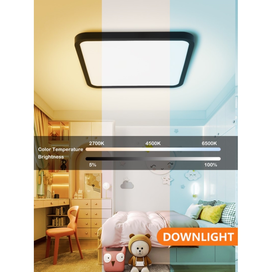 Immax NEO 07167-B40 - LED RGB+CCT Prigušiva stropna svjetiljka NEO LITE TUDO LED/50W/230V Wi-Fi Tuya crna + daljinski upravljač