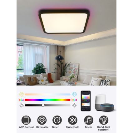 Immax NEO 07167-B40 - LED RGB+CCT Prigušiva stropna svjetiljka NEO LITE TUDO LED/50W/230V Wi-Fi Tuya crna + daljinski upravljač