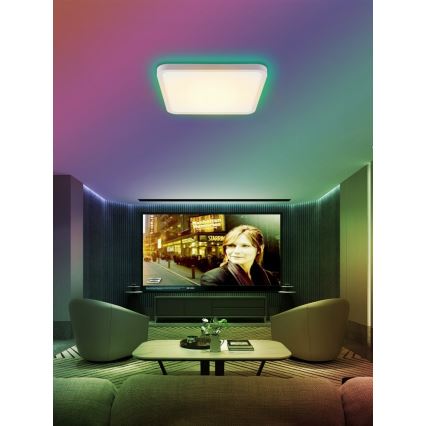 Immax NEO 07168-W40 - LED RGB+CCT Prigušiva stropna svjetiljka NEO LITE TUDO LED/50W/230V Wi-Fi Tuya bijela + daljinski upravljač