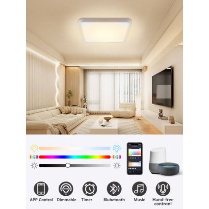 Immax NEO 07168-W40 - LED RGB+CCT Prigušiva stropna svjetiljka NEO LITE TUDO LED/50W/230V Wi-Fi Tuya bijela + daljinski upravljač