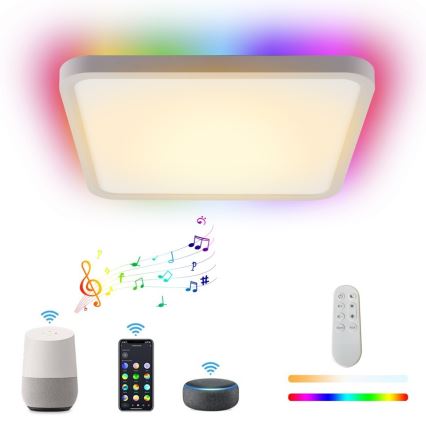 Immax NEO 07168-W40 - LED RGB+CCT Prigušiva stropna svjetiljka NEO LITE TUDO LED/50W/230V Wi-Fi Tuya bijela + daljinski upravljač