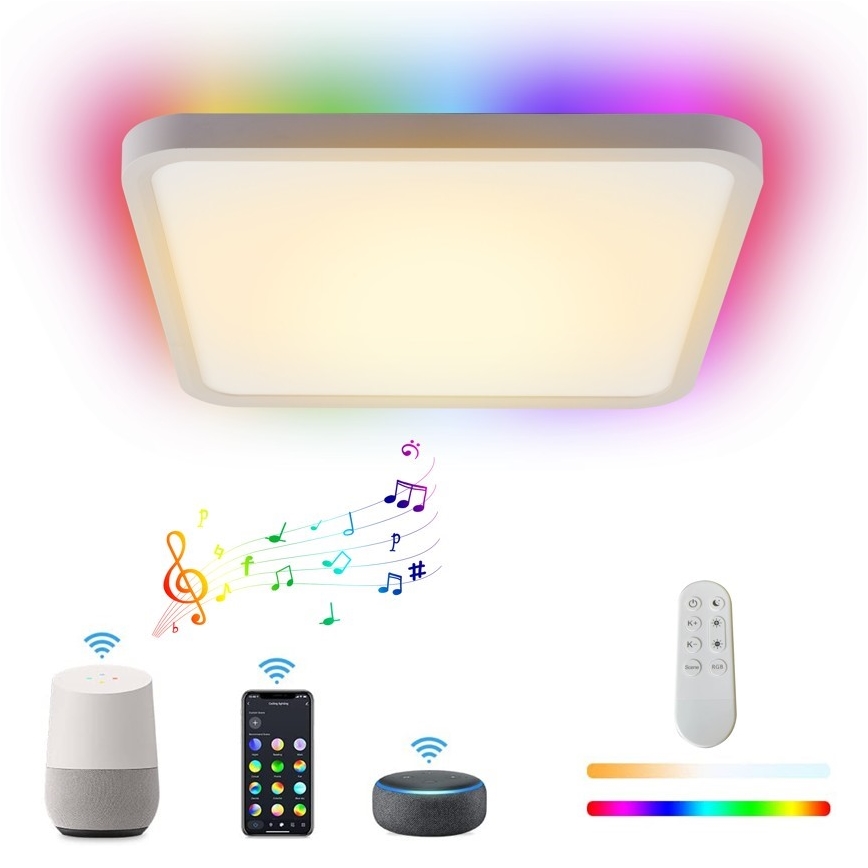 Immax NEO 07168-W40 - LED RGB+CCT Prigušiva stropna svjetiljka NEO LITE TUDO LED/50W/230V Wi-Fi Tuya bijela + daljinski upravljač