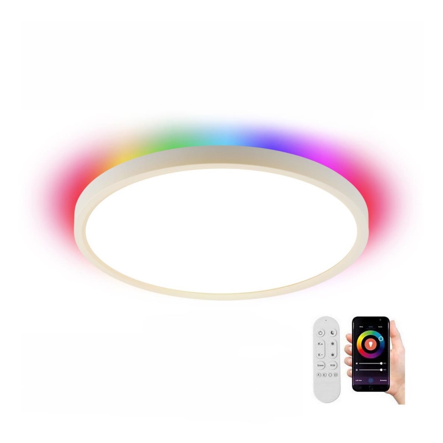 Immax NEO 07169-W60 - LED RGB+CCT Prigušiva stropna svjetiljka NEO LITE TUDO 65W/230V 2700-6500K Wi-Fi Tuya + daljinski upravljač bijela