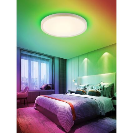 Immax NEO 07169-W60 - LED RGB+CCT Prigušiva stropna svjetiljka NEO LITE TUDO 65W/230V 2700-6500K Wi-Fi Tuya + daljinski upravljač bijela