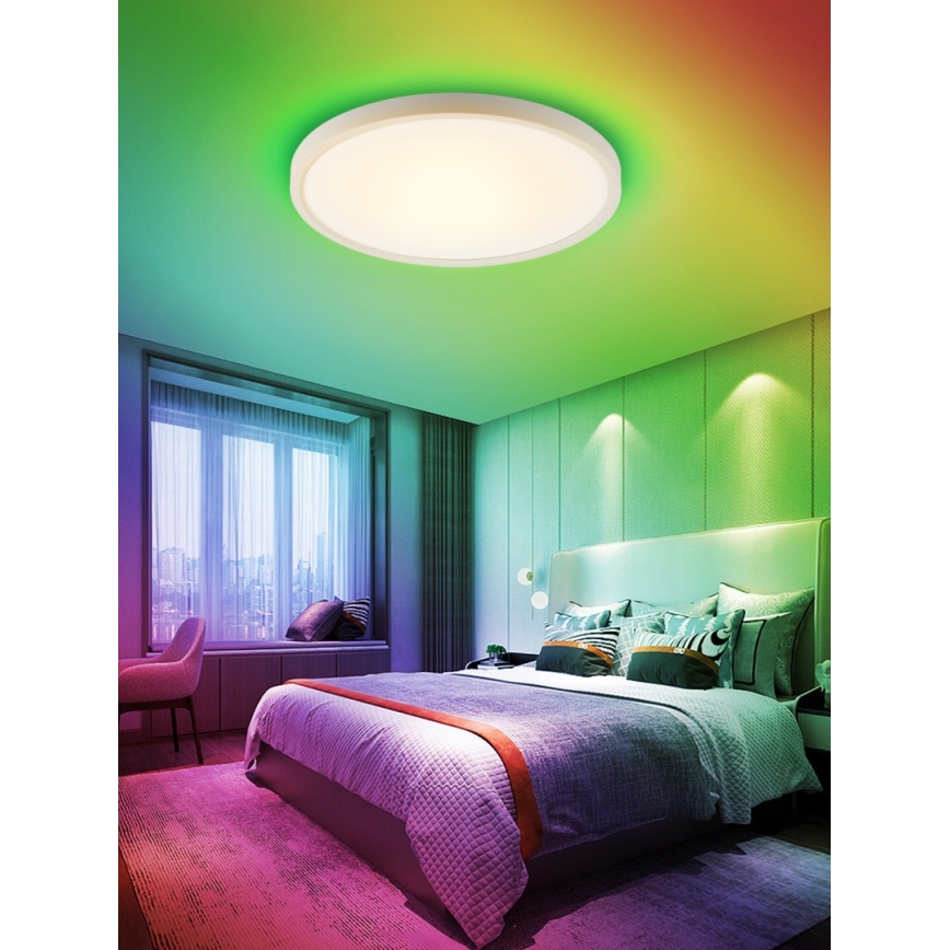 Immax NEO 07169-W60 - LED RGB+CCT Prigušiva stropna svjetiljka NEO LITE TUDO 65W/230V 2700-6500K Wi-Fi Tuya + daljinski upravljač bijela