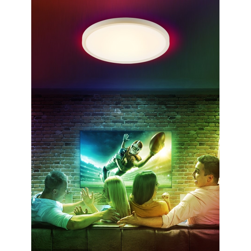 Immax NEO 07169-W60 - LED RGB+CCT Prigušiva stropna svjetiljka NEO LITE TUDO 65W/230V 2700-6500K Wi-Fi Tuya + daljinski upravljač bijela