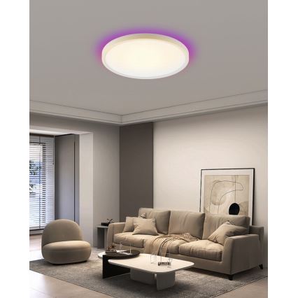 Immax NEO 07169-W60 - LED RGB+CCT Prigušiva stropna svjetiljka NEO LITE TUDO 65W/230V 2700-6500K Wi-Fi Tuya + daljinski upravljač bijela