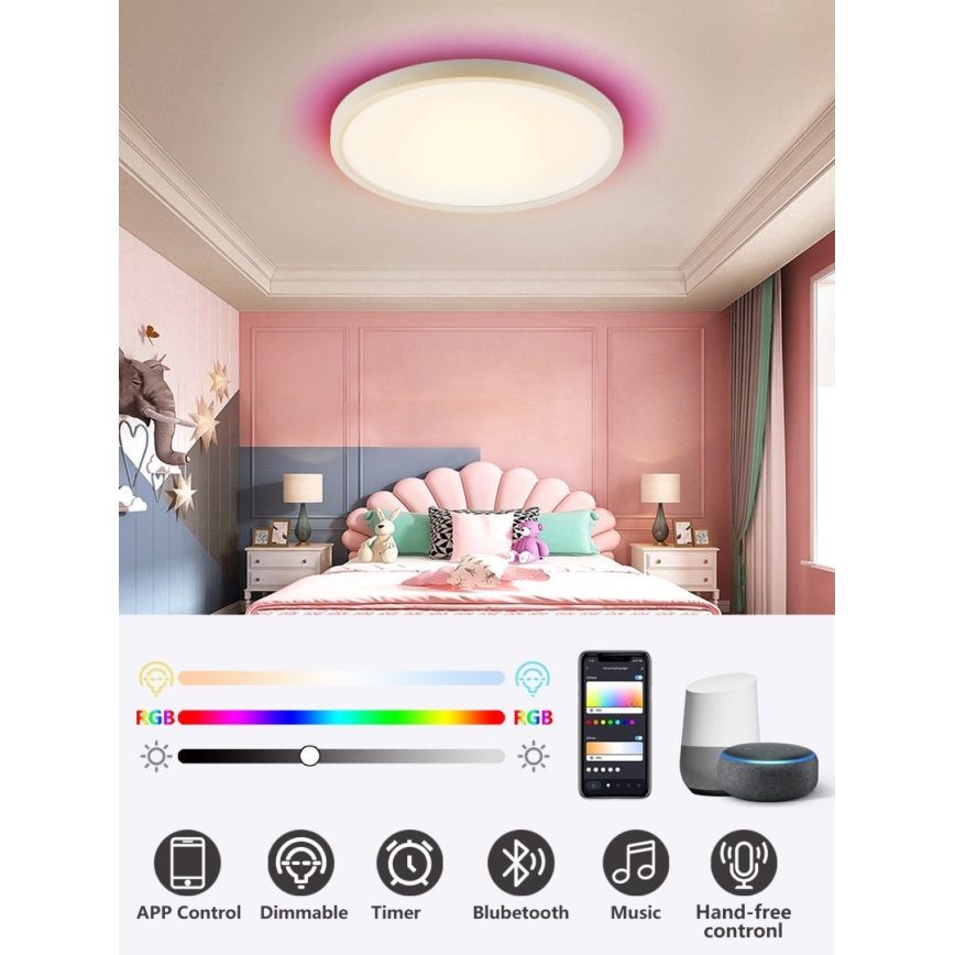 Immax NEO 07169-W60 - LED RGB+CCT Prigušiva stropna svjetiljka NEO LITE TUDO 65W/230V 2700-6500K Wi-Fi Tuya + daljinski upravljač bijela