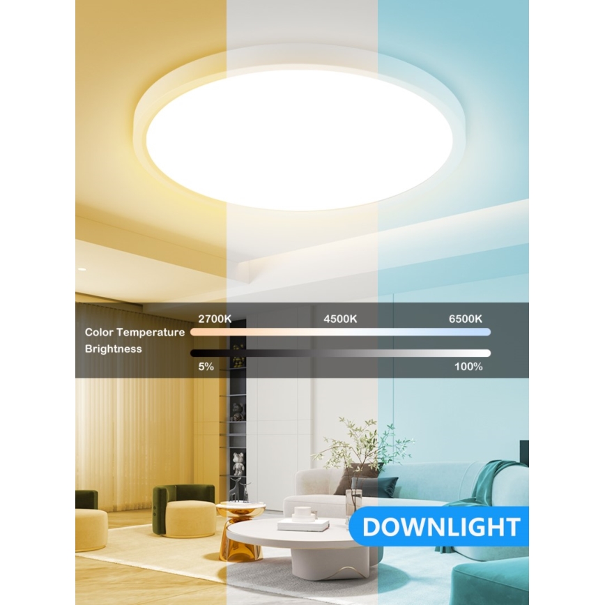 Immax NEO 07169-W60 - LED RGB+CCT Prigušiva stropna svjetiljka NEO LITE TUDO 65W/230V 2700-6500K Wi-Fi Tuya + daljinski upravljač bijela