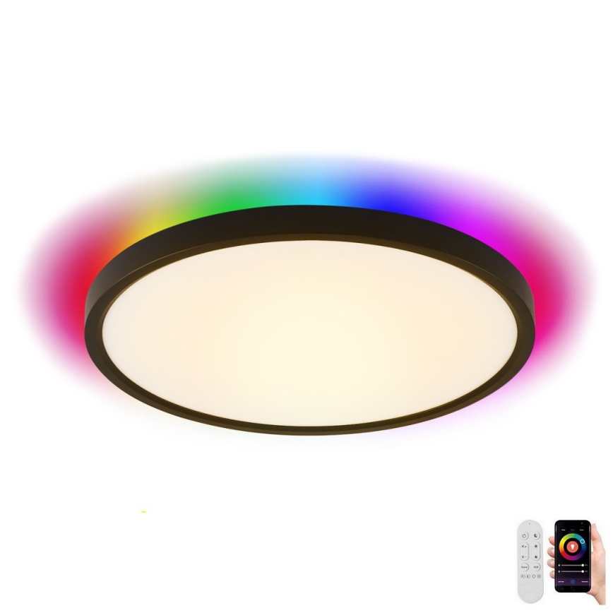 Immax NEO 07170-B60 - LED RGB+CCT Prigušiva stropna svjetiljka NEO LITE TUDO LED/65W/230V 2700-6500K Wi-Fi Tuya crna + daljinski upravljač
