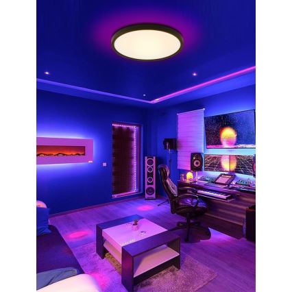 Immax NEO 07170-B60 - LED RGB+CCT Prigušiva stropna svjetiljka NEO LITE TUDO LED/65W/230V 2700-6500K Wi-Fi Tuya crna + daljinski upravljač