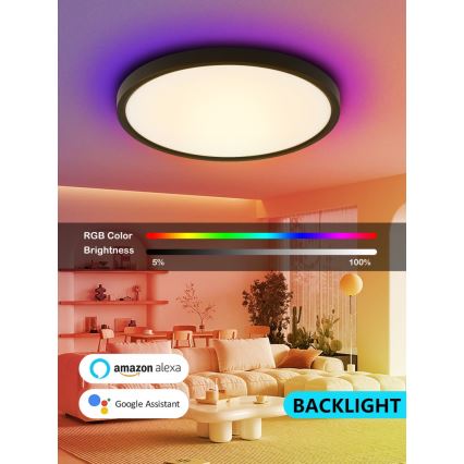 Immax NEO 07170-B60 - LED RGB+CCT Prigušiva stropna svjetiljka NEO LITE TUDO LED/65W/230V 2700-6500K Wi-Fi Tuya crna + daljinski upravljač