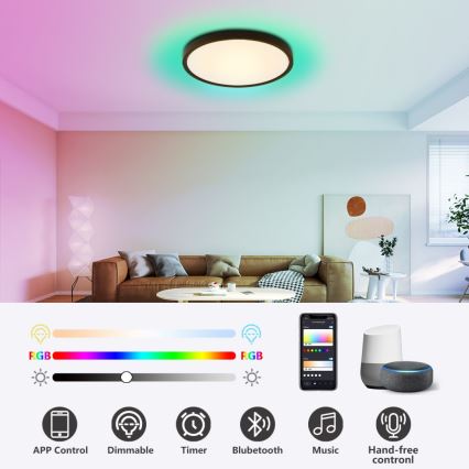 Immax NEO 07170-B60 - LED RGB+CCT Prigušiva stropna svjetiljka NEO LITE TUDO LED/65W/230V 2700-6500K Wi-Fi Tuya crna + daljinski upravljač