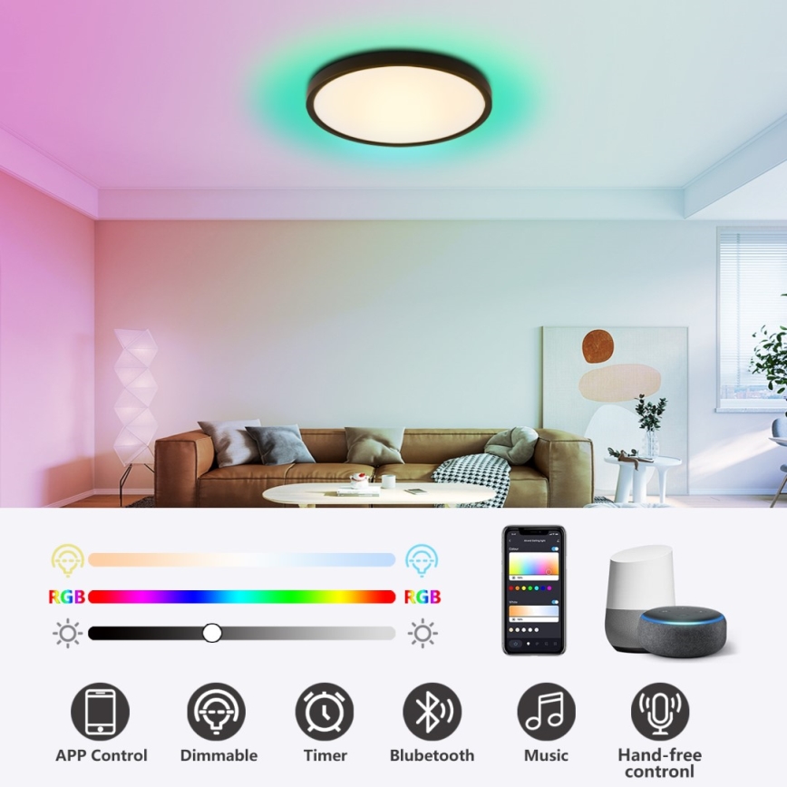 Immax NEO 07170-B60 - LED RGB+CCT Prigušiva stropna svjetiljka NEO LITE TUDO LED/65W/230V 2700-6500K Wi-Fi Tuya crna + daljinski upravljač