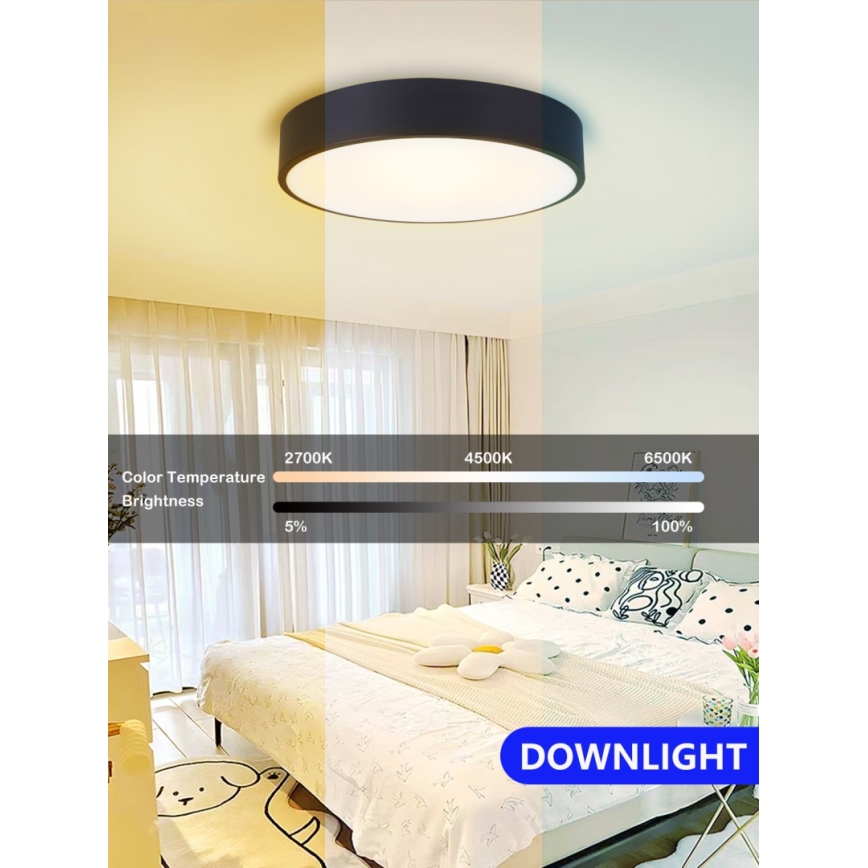 Immax NEO 07201L - LED Prigušiva stropna svjetiljka RONDATE LED/28W/230V crna Tuya + daljinski upravljač