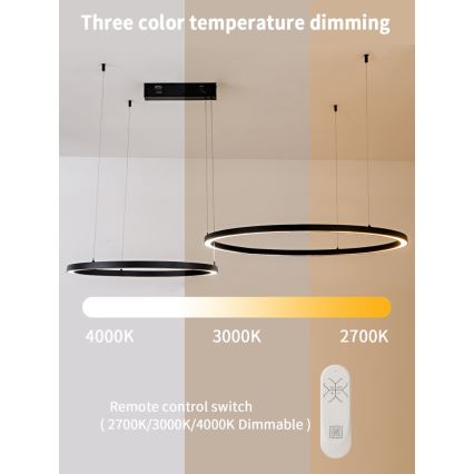 Immax NEO 07216L - LED Prigušivi luster na sajli FINO LED/93W/230V 60/80cm crna Tuya + daljinski upravljač