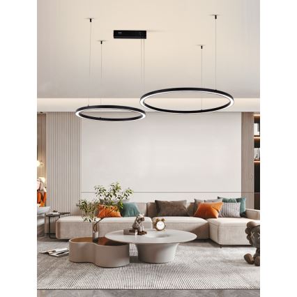 Immax NEO 07216L - LED Prigušivi luster na sajli FINO LED/93W/230V 60/80cm crna Tuya + daljinski upravljač