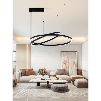 Immax NEO 07216L - LED Prigušivi luster na sajli FINO LED/93W/230V 60/80cm crna Tuya + daljinski upravljač