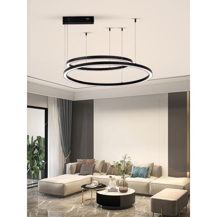 Immax NEO 07216L - LED Prigušivi luster na sajli FINO LED/93W/230V 60/80cm crna Tuya + daljinski upravljač