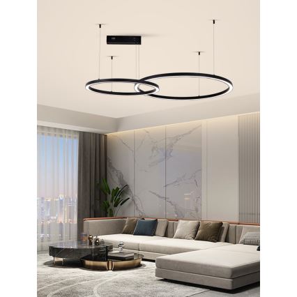 Immax NEO 07216L - LED Prigušivi luster na sajli FINO LED/93W/230V 60/80cm crna Tuya + daljinski upravljač