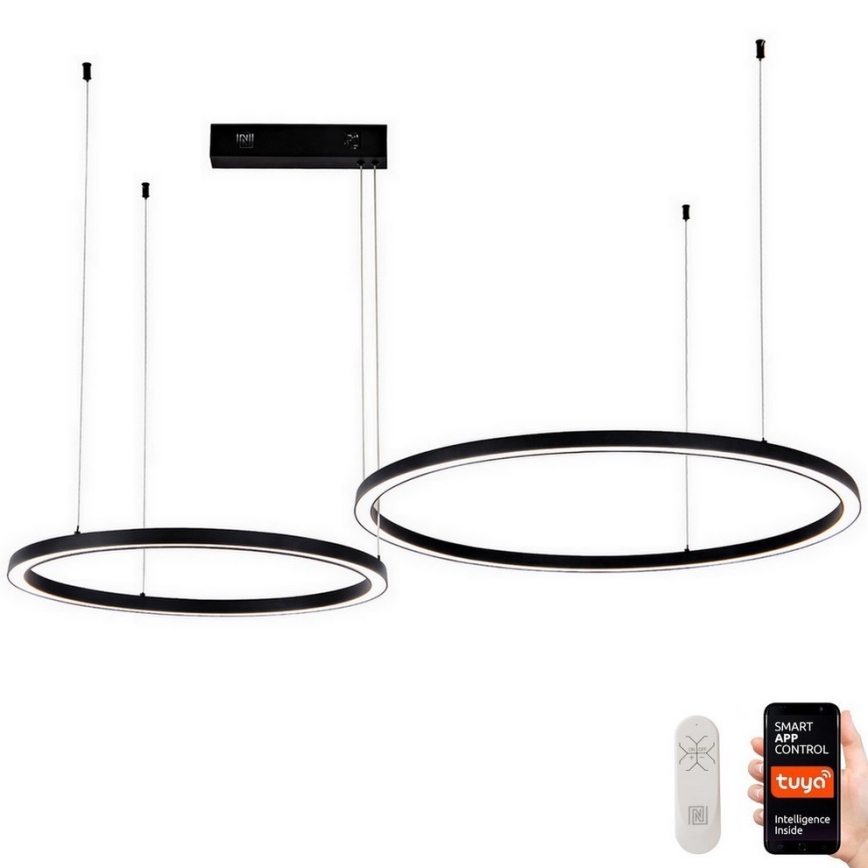 Immax NEO 07216L - LED Prigušivi luster na sajli FINO LED/93W/230V 60/80cm crna Tuya + daljinski upravljač