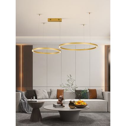 Immax NEO 07218L - LED Prigušivi luster na sajli FINO LED/93W/230V 60/80cm zlatna Tuya + daljinski upravljač