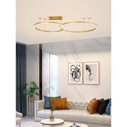 Immax NEO 07218L - LED Prigušivi luster na sajli FINO LED/93W/230V 60/80cm zlatna Tuya + daljinski upravljač