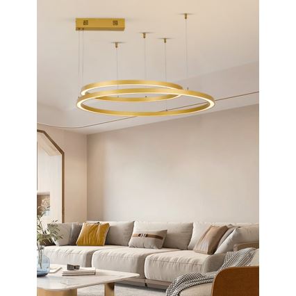 Immax NEO 07218L - LED Prigušivi luster na sajli FINO LED/93W/230V 60/80cm zlatna Tuya + daljinski upravljač