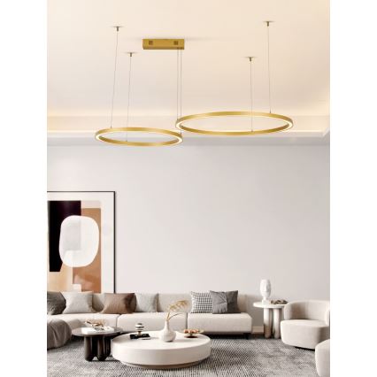 Immax NEO 07218L - LED Prigušivi luster na sajli FINO LED/93W/230V 60/80cm zlatna Tuya + daljinski upravljač