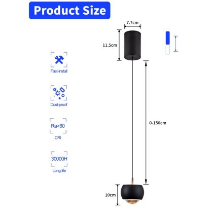 Immax NEO 07219L - LED Prigušivi luster na sajli DORMINE LED/6W/230V mat crna Tuya + daljinski upravljač