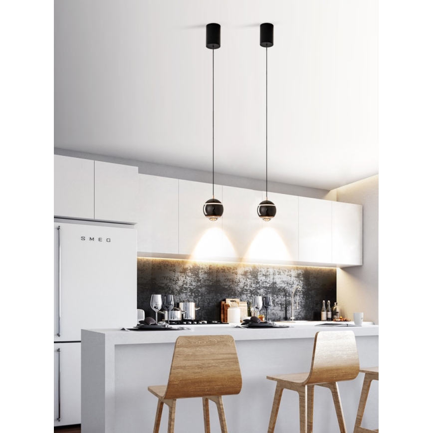 Immax NEO 07220L - LED Prigušivi luster na sajli DORMINE LED/6W/230V sjajna crna Tuya + daljinski upravljač