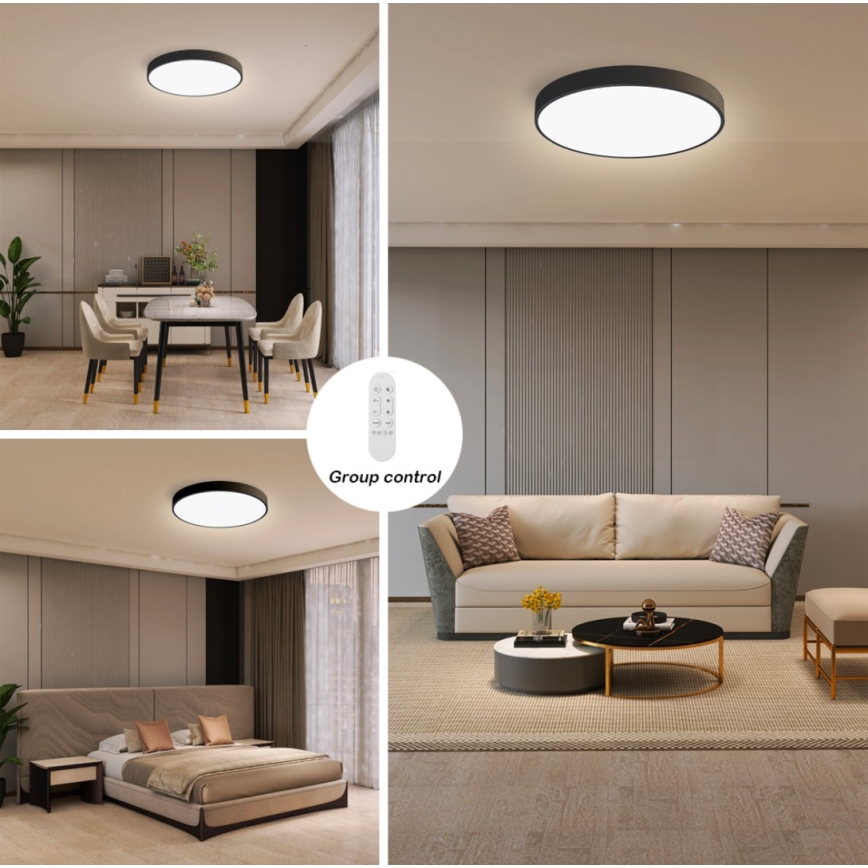 Immax NEO 07248L - LED stropna svjetiljka s prigušivanjem NEO LITE SEMPLICI LED/36W/230V 3000-6000K Wi-Fi Tuya crna + daljinski upravljač