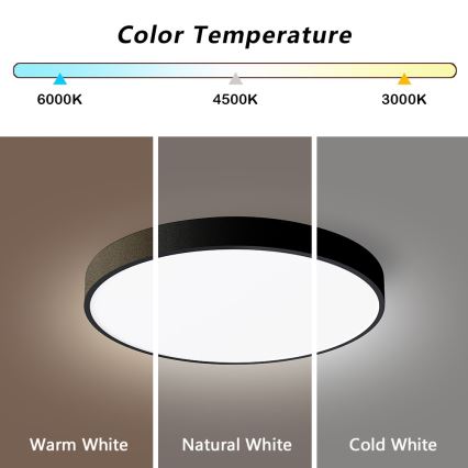 Immax NEO 07248L - LED stropna svjetiljka s prigušivanjem NEO LITE SEMPLICI LED/36W/230V 3000-6000K Wi-Fi Tuya crna + daljinski upravljač