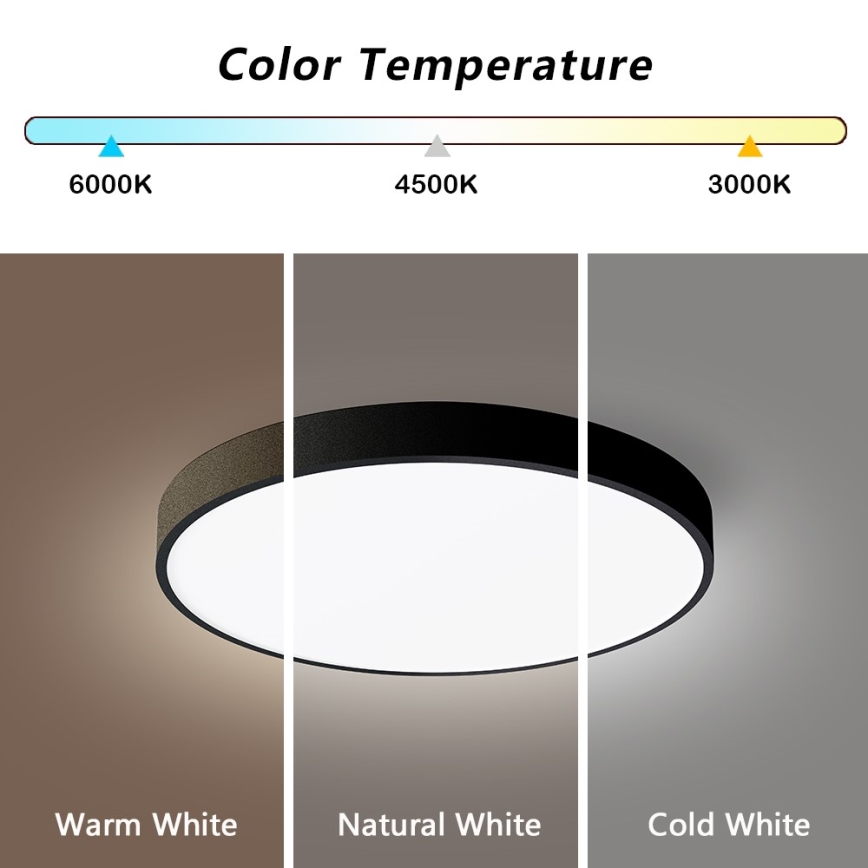 Immax NEO 07248L - LED stropna svjetiljka s prigušivanjem NEO LITE SEMPLICI LED/36W/230V 3000-6000K Wi-Fi Tuya crna + daljinski upravljač