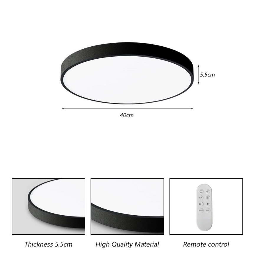 Immax NEO 07248L - LED stropna svjetiljka s prigušivanjem NEO LITE SEMPLICI LED/36W/230V 3000-6000K Wi-Fi Tuya crna + daljinski upravljač