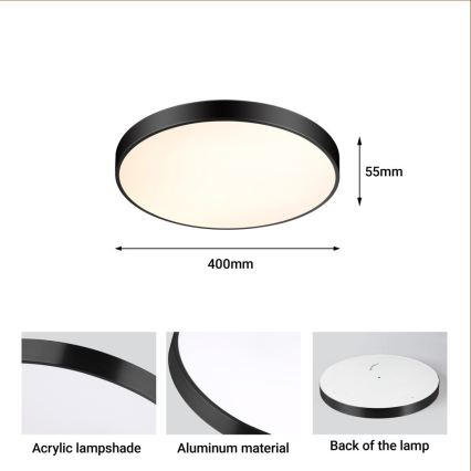Immax NEO 07248L - LED stropna svjetiljka s prigušivanjem NEO LITE SEMPLICI LED/36W/230V 3000-6000K Wi-Fi Tuya crna + daljinski upravljač