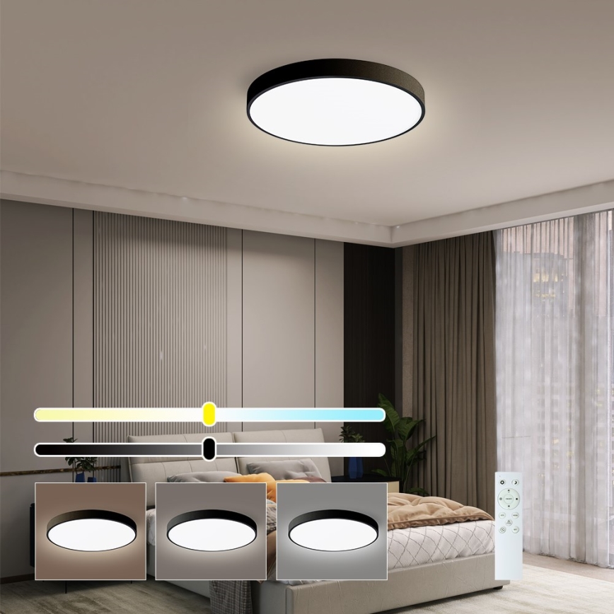 Immax NEO 07248L - LED stropna svjetiljka s prigušivanjem NEO LITE SEMPLICI LED/36W/230V 3000-6000K Wi-Fi Tuya crna + daljinski upravljač