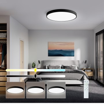 Immax NEO 07249L - LED Prigušiva stropna svjetiljka NEO LITE SEMPLICI LED/48W/230V 3000-6000K Wi-Fi Tuya crna + daljinski upravljač