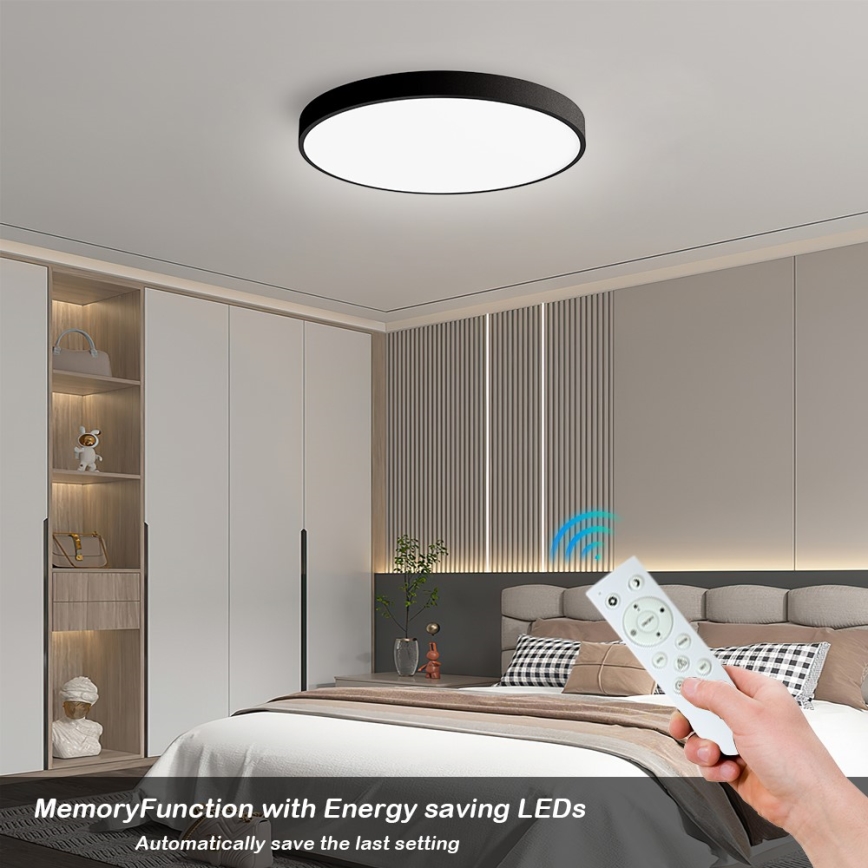Immax NEO 07249L - LED Prigušiva stropna svjetiljka NEO LITE SEMPLICI LED/48W/230V 3000-6000K Wi-Fi Tuya crna + daljinski upravljač