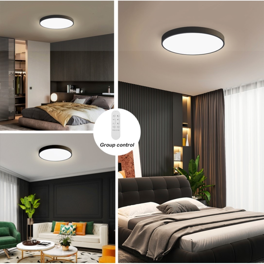 Immax NEO 07249L - LED Prigušiva stropna svjetiljka NEO LITE SEMPLICI LED/48W/230V 3000-6000K Wi-Fi Tuya crna + daljinski upravljač