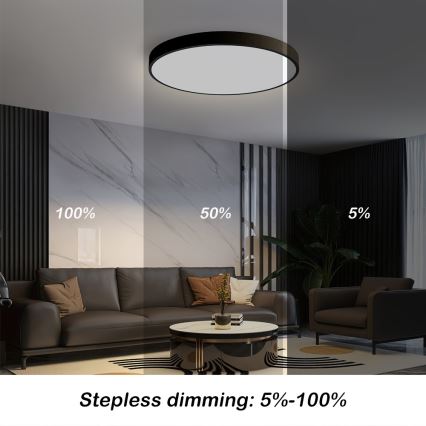 Immax NEO 07249L - LED Prigušiva stropna svjetiljka NEO LITE SEMPLICI LED/48W/230V 3000-6000K Wi-Fi Tuya crna + daljinski upravljač
