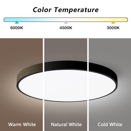 Immax NEO 07249L - LED Prigušiva stropna svjetiljka NEO LITE SEMPLICI LED/48W/230V 3000-6000K Wi-Fi Tuya crna + daljinski upravljač